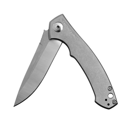 Zero Tolerance Small Sinkevich Pocketknife (0450); 3.25” Stonewash S35VN Steel Blade with Satin Finish; Stonewashed Titanium Handle with KVT Ball-Bearing Opening; 2.9