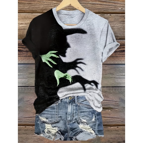 Halloween Casual T-Shirt Ladies Fashion "Scary Claws" Print Casual 1/4 Short Sleeve