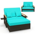 thumbnail image 1 of Costway Patio Rattan Daybed Set with Cushioned Loveseat & Storage Ottoman for Porch Turquoise, 1 of 10