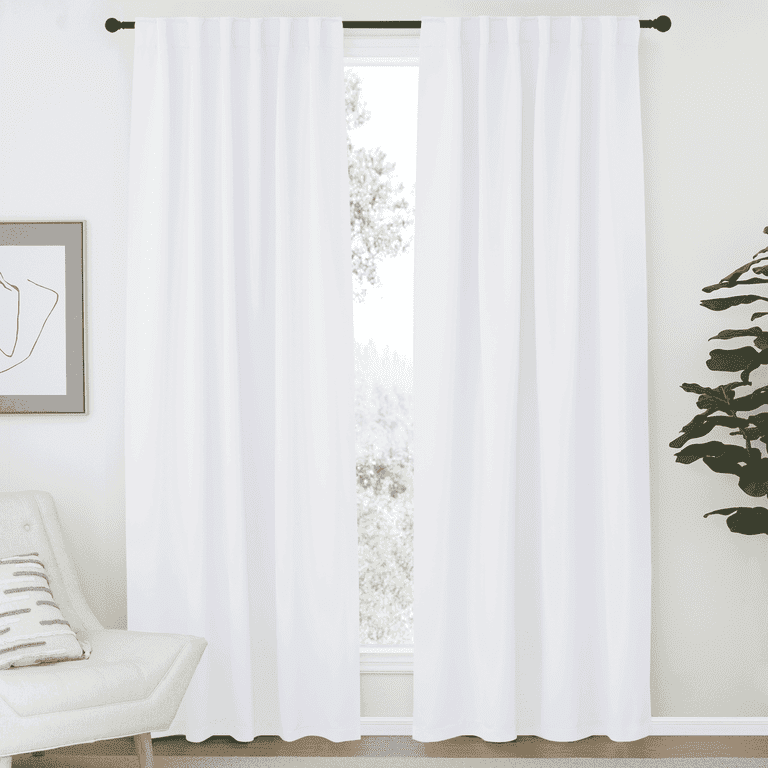 NICETOWN Blackout Curtains 52x84 White 2-Panel Set photo 1