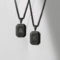 thumbnail image 3 of Initial A-Z Necklace for Men,Stainless Steel Square Letter Pendant Chain for Mens, 20+2 Inch, 3 of 6