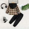 thumbnail image 2 of Esho 1-5T Toddler Boys Long Sleeve Outfits Button Down Shirt Plaid Tops + Long Pants Set, 2 of 8