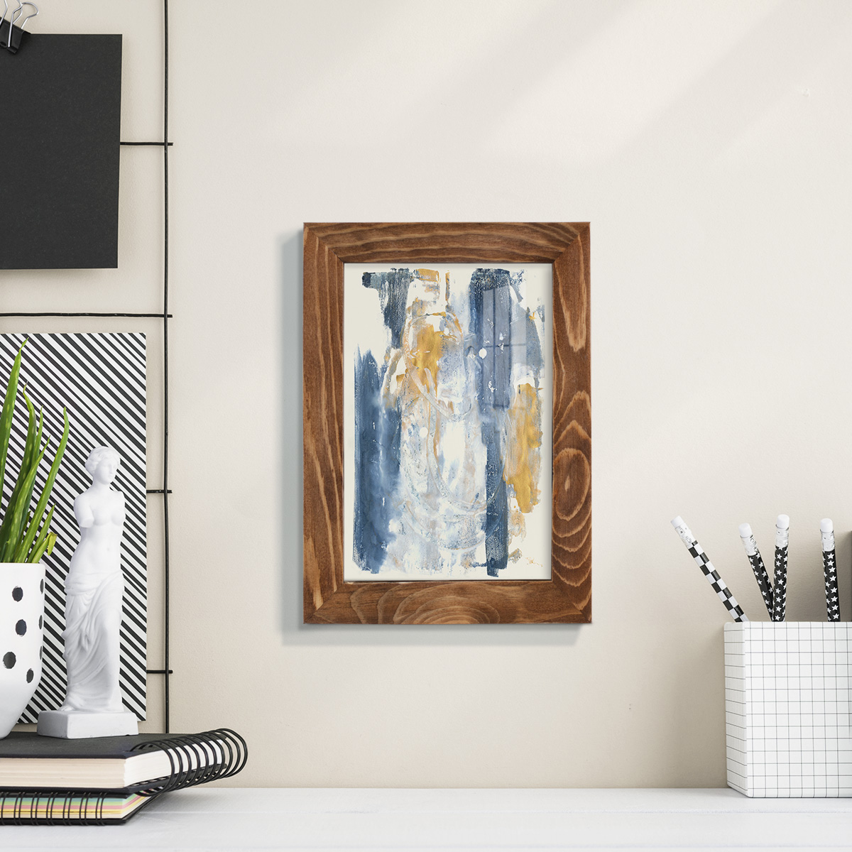 Circles & Dream II - Framed Print w/glass - Walnut