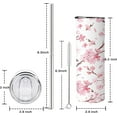 thumbnail image 6 of Floral Cherry Blossom Skinny Tumbler with Straw and Lid 20 oz Double Wall Stainless Steel Vacuum Insulated Coffee Wine Tea Travel Mug Gifts for Women Pink, 6 of 6