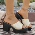 thumbnail image 5 of KEGIRLOM Women's Fashionable Versatile Casual Embroidered Peep-Toe Wedge Heel Plus Size Shoes Spring/Summer Trendy And Comfortable Sandals. Beige 9.5, 5 of 9