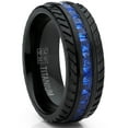 thumbnail image 1 of Men's Black Titanium Wedding Band, Engagement Eternity ring  W/ Princess Cut Deep Blue Cubic Zirconia CZ 8, 1 of 4