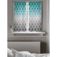 thumbnail image 5 of Teal Grey Ombre Morocco Pattern Curtains 54 Inch Length,Sheer Curtains for Bedroom Living Room Window Modern Moroccan Geometric Rod Pocket Drapes Kitchen Curtains Small Half Window 42"x54" 2 Panels, 5 of 7