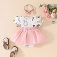 thumbnail image 6 of mgoYE Baby Girl Clothes 3Months Baby Girl Easter Outfit Ruffles Sleeve Bunny Carrot Printed Romper Dress with Headband Summer Clothes(Red,0-3 Months), 6 of 9