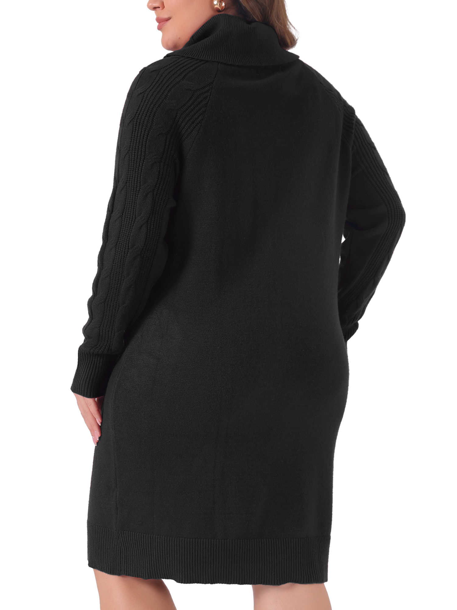 DARING DIVA Plus Size Long Sleeve Turtleneck Warm Pullover Mini Dress 4X Black