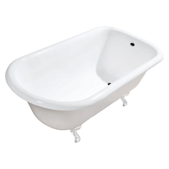 Aqua Eden VCTND543019WH 54-Inch Cast Iron Classic Flat-Rim Roll Top Clawfoot Tub (No Faucet Drillings) in White