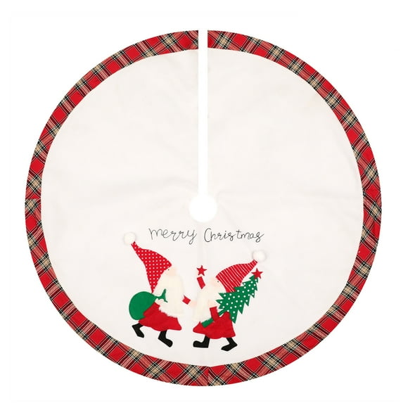 nipocaio 47" Christmas Tree Skirt Burlap Tree Skirt Buffalo Plaid Tree Skirt Decorations for Holiday Party Xmas Tree Ornament