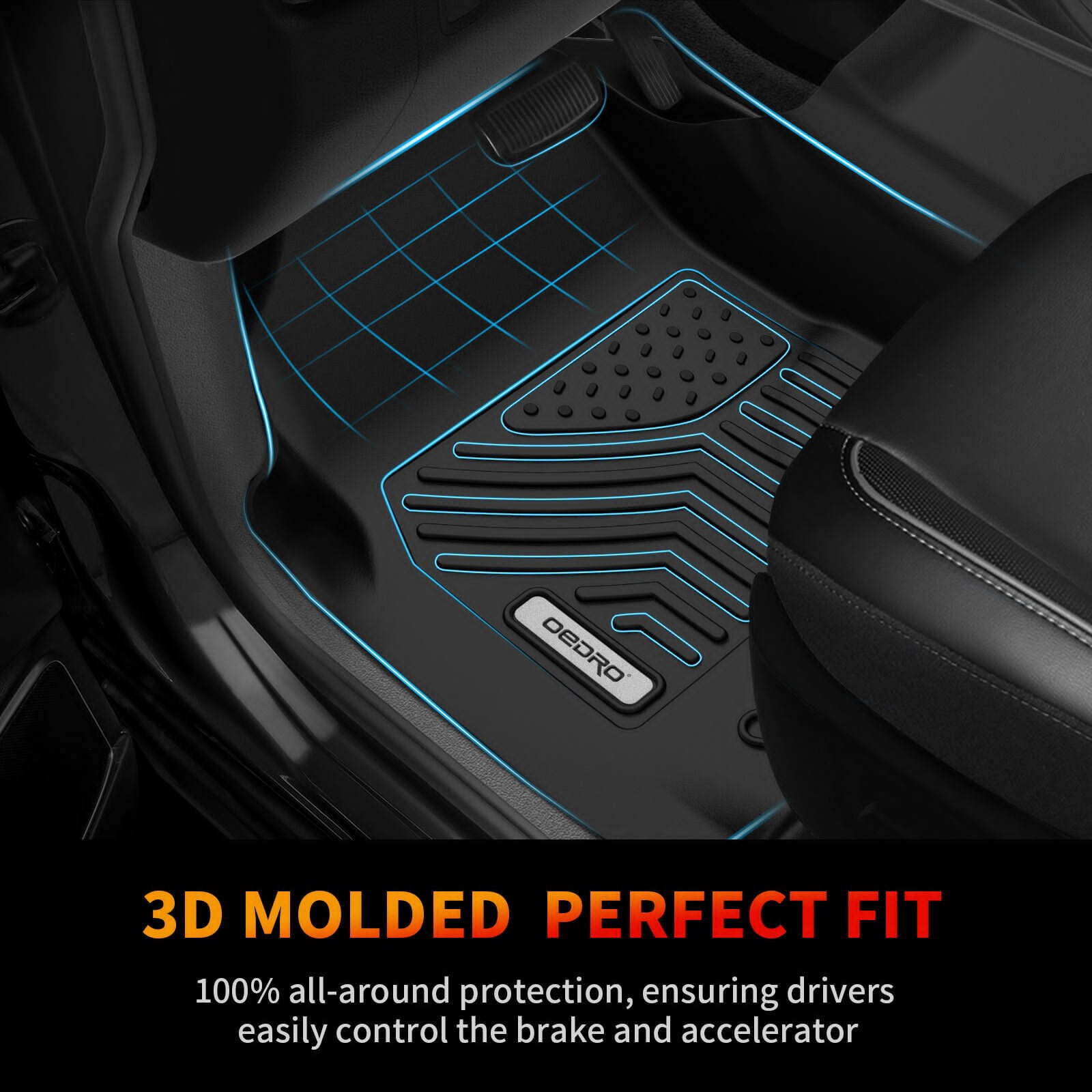RVNI All-Weather TPE Rubber Front and Rear For 2013-2018 Dodge Ram 1500 2500 3500 Crew Cab/2019-2024 Ram 1500 Classic Floor Mats Set