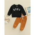thumbnail image 2 of Bagilaanoe 2Pcs Newborn Baby Girl Boy Long Pants Set Letter Print Long Sleeve Sweatshirt Pullover Tops+ Trousers 6M 12M 18M 24M 3T Fall Casual Sweatsuit, 2 of 9