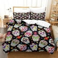 thumbnail image 1 of Skeleton Duvet Cover With Pillowcases Gothic Print Bedding With Zipper Closure Soft Microfiber Duvet Cover Single, 1 of 5