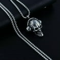 thumbnail image 4 of HOOUN Men Silver Gothic Skull Necklace Stainless Steel Chain Pendant Retro Bikers Gift-Headphone, 4 of 5
