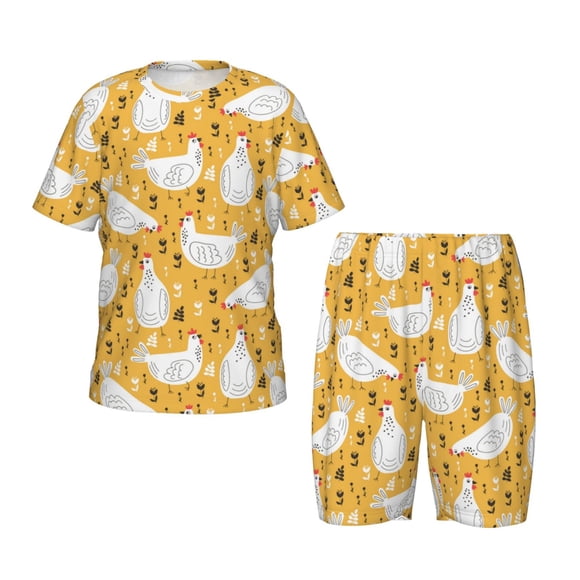 Balery Funny Chicken Conjunto de Pijama Infantil de Manga Corta con Estampado – Ropa de Dormir de Algodón Suave-4X-Large