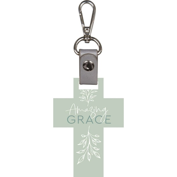 Amazing Grace Cross Sage Green 3 5 X 2 5 Wood And Metal Key Chain With Clasp Walmart Com Walmart Com