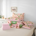 thumbnail image 6 of Manfei Kawaii Gingerbread Man 7 Pieces Bedding Comforter Set, Pink Green Xmas Tree Full Bedding Set, Cute Christmas Donut Reversible Fitted Sheet Flat Sheet, Lightweight Room Decor, 6 of 8