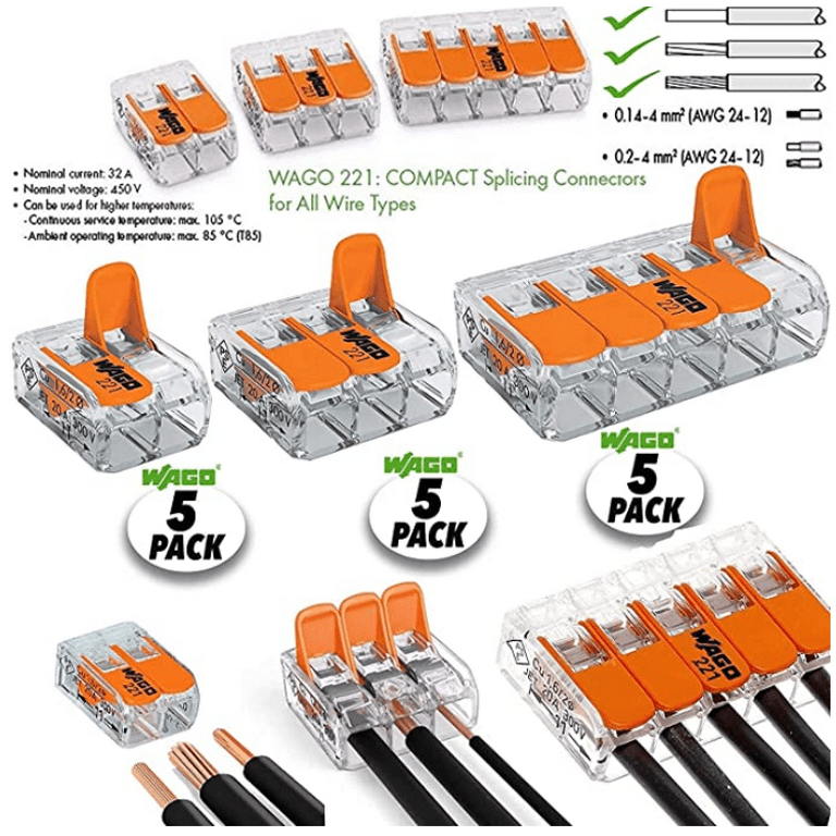  Wago 221-412 2-Conductor Compact Splicing Connectors (Pack of  100) : Electronics