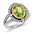 thumbnail image 1 of Sterling Silver Two Tone Silver And Gold Plated Sterling Silver w/Peridot Ring, 1 of 3