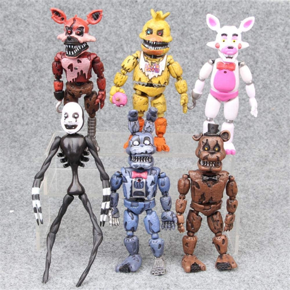 6pcs/lot FNAF Lightening Movable joints Five Nights At Freddy's Action Figure 