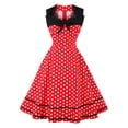 thumbnail image 1 of HKEJIAOI Robes Décontractées pour Femmes Cadeau d'Anniversaire Mode Femme Robe Vintage Sans Manches Col Carré Nœud à Pois Rouge Réduction Liquidation, 1 of 9