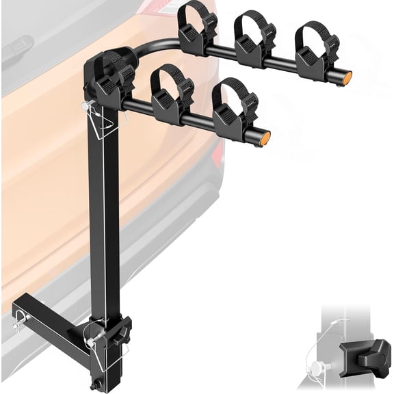 monTEK 3-Bike Hitch Rack for Cars, SUVs & Trucks, Fits 2" Receiver, Foldable & Tiltable Bike Rack with Anti-Rattle System, Heavy Duty Steel Frame, Holds up to 150 lbs