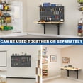 thumbnail image 7 of Wall Mounted Workbench with Pegboard  Folding Down Work Table Metal Pegboard Wall Organizer for Garage  Workshop, 7 of 7