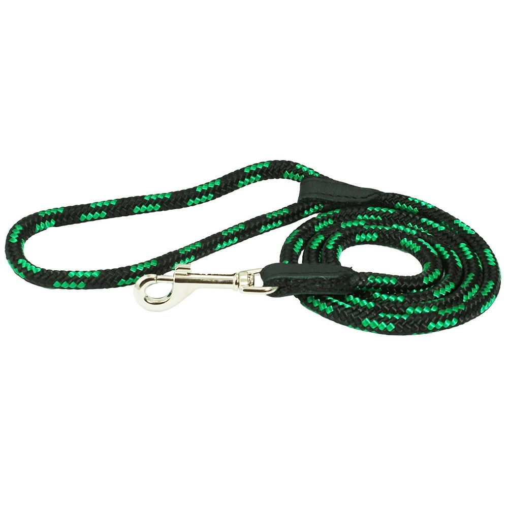 Dogs My Love 6ft Long Braided Rope Dog Leash Green with Black 6 Sizes