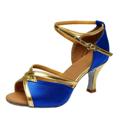 

Women Shoes Women s Solid Fashion Rumba Waltz Prom Ballroom Latin Salsa Dance Shoes Sandals Blue 5.5