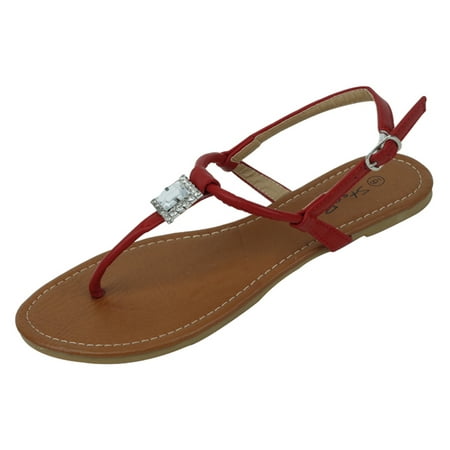 

Starbay Women s T-Strap Flats Sandals Accent Rhinestone