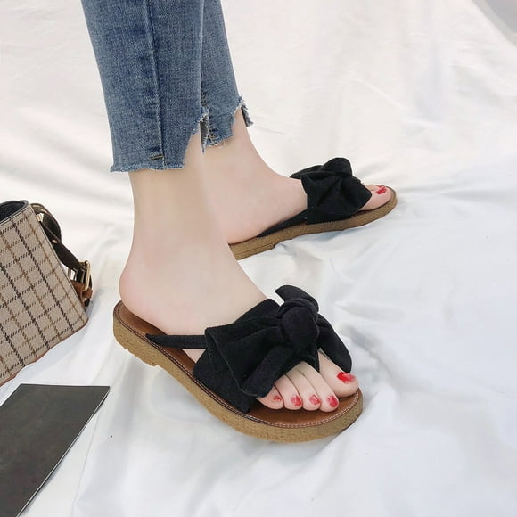 RKSTN Womens Slippers Fashion Color Bow tie Flat Heel Sandals Slipper Beach Shoes,Slippers for Women Indoor Outdoor