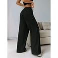 thumbnail image 5 of Women'S Drawstring Waist Straight Streetwear Wide Leg Sweatpants Casual Loose Baggy Long Summer Pants Black S, 5 of 7