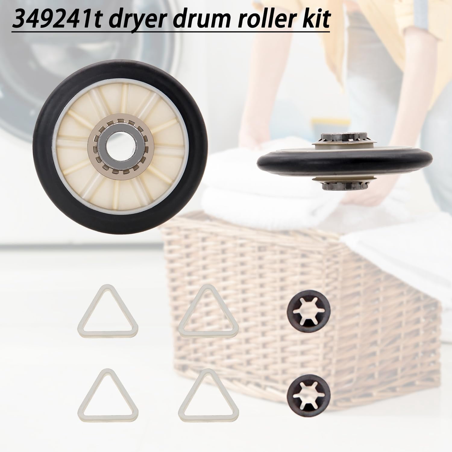 4392065 Dryer Repair Kit Replace Compatible with Whirl-pool WED5840SW0 WED6150PW0 WED7300DW2 WED5830SW0 WED5840SG0 WED5600ST0 WED5700VH0  349241T Drum Roller Kit 691366 Idler Pulley 341241 Dryer Belt