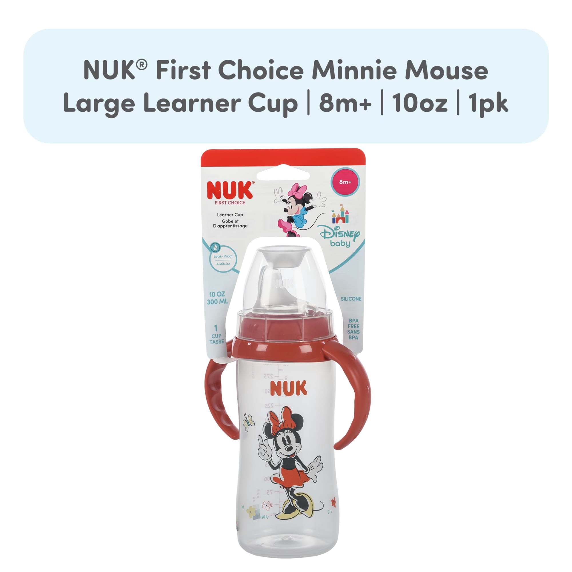 NUK Disney Minnie Mouse First Choice Large Learner Toddler Sippy Cup, 10 oz, 1 Pack