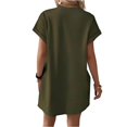 thumbnail image 2 of YUEVORA Women's Casual Solid Color Round Neck Short Sleeve T-Shirt Dress with Pockets, Loose Fit A-Line Dress for Spring & Summer, 2 of 5