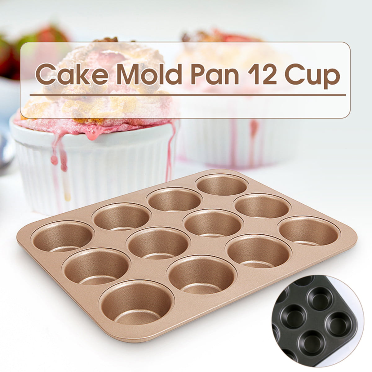 GRAN 12 Cup Nonstick Muffin Tin and Cupcake Pan Carbon Steel Tray