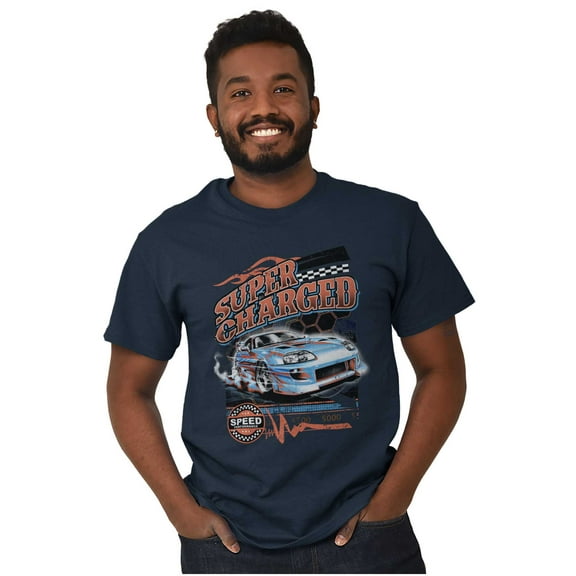 Cool Super Charged Racecar Speed Plus Size Crewneck Graphic Tee Shirt Brisco Brands 2X