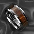 thumbnail image 4 of Tungsten Rings for Men Wedding Bands for Him Womens Wedding Bands for Her 8mm Black Wood Inlay Beveled Edge, 4 of 10