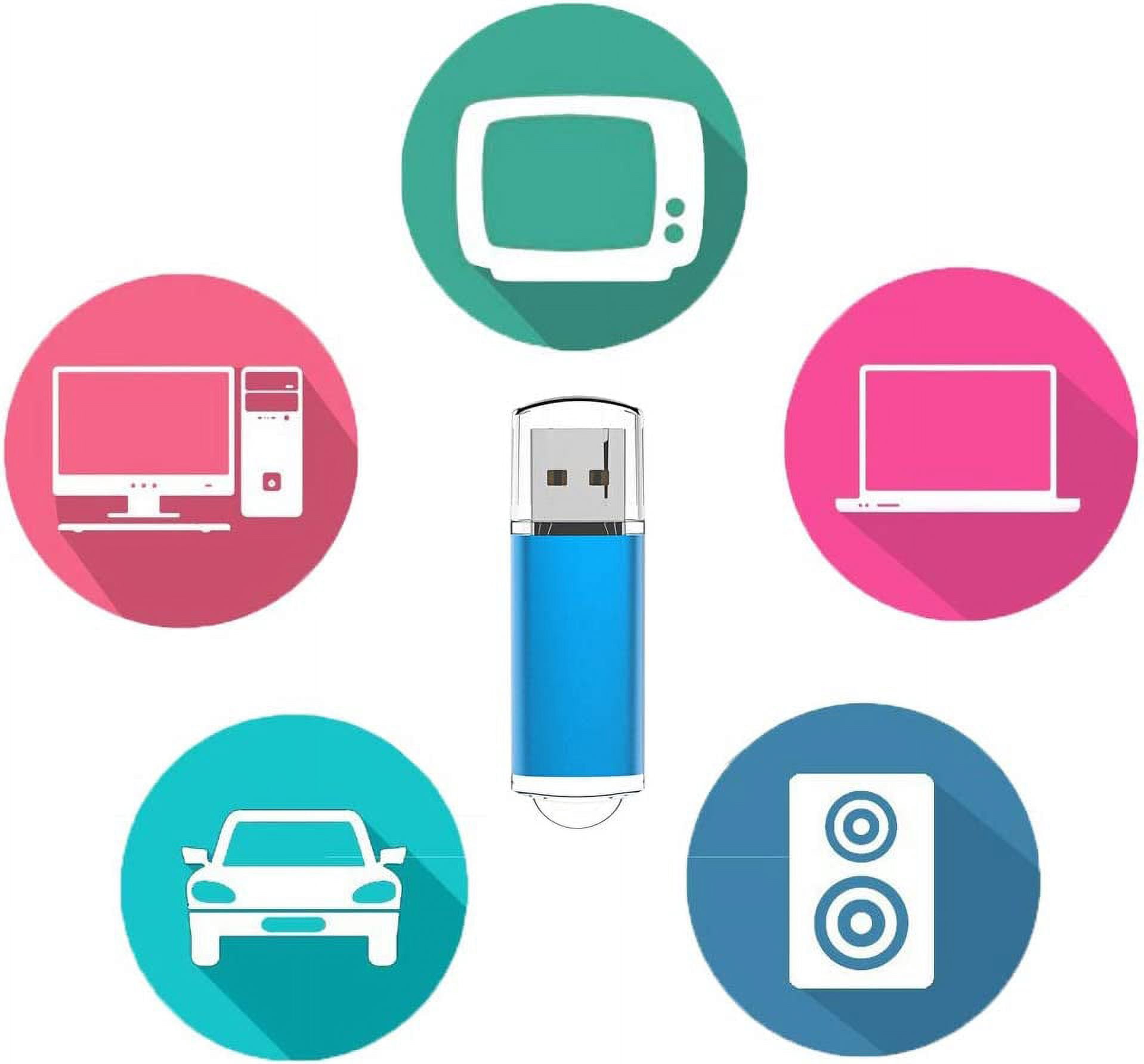 10 Pack 8GB USB 2.0 Flash Drive Memory Stick Thumb Drives (5 Mixed Colors: Black Blue Green Red Silver)
