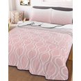 thumbnail image 3 of Quilts Twin Size, Moroccan Pink Soft Comforter Bedding Set for Bed, Abstract Geometric Plaid Gradient Lightweight Quilted Bedspread with Pillow Cover(2 Pieces) for All Season, 68x86 Inch, 3 of 6