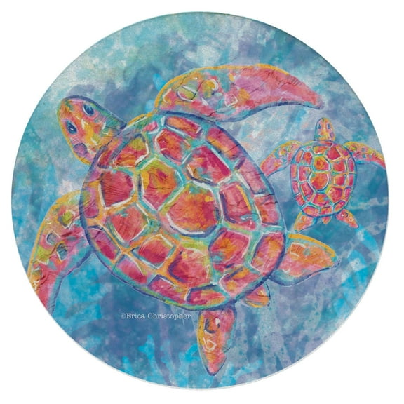Thirstystone "Sea Turtle Swim" Single Round Natural Sandstone Coaster