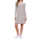thumbnail image 2 of VESTIDO DE SUÉTER INSPIRADOR CHIC para Mujeres Casual de Manga Larga con Rayas Cuello en V A Línea por Encima de la Rodilla Tejido Acanalado M Camel Blanco, 2 of 6