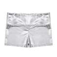 thumbnail image 3 of Zaldita Girls Shiny Metallic Dance Shorts Ballet Yoga Booty Shorts Gymnastic Tumbling Short Bottoms Silver 16, 3 of 6