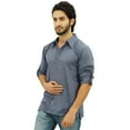 thumbnail image 5 of Atasi Men's Gray Kurta Roll-Over Shirt Collar Neck Ethnic Indian Clothing-XL, 5 of 7