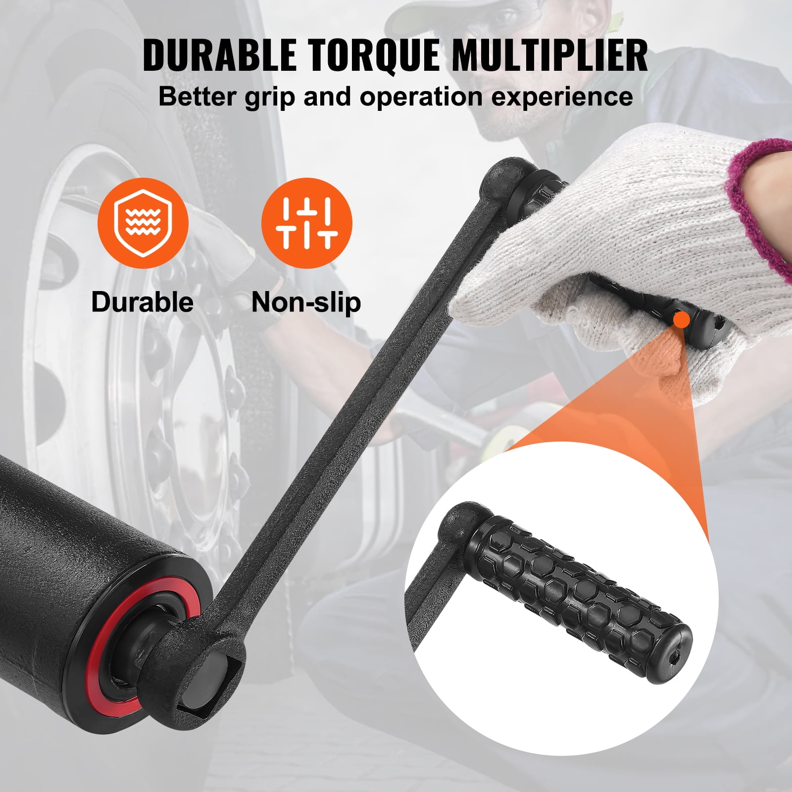 KFFKFF Torque Wrench, 1" Drive Heavy Duty Torque Multiplier Wrench with 4 Sockets (21-41mm), Drive Lug Nut Wrench/Multiplier Heavy Duty Torque Multiplier Wrench Set, 1:58 4800N.m Lug Nut Remover
