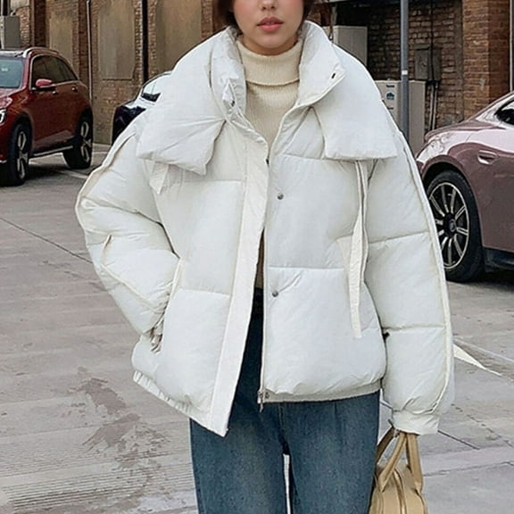 UPPADA Women's Winter Quilt Coat Down Lightweight Water-Resistant Down Jackets with Stand Collar for Winter Womens Long Puffer Coat with Hood White,L