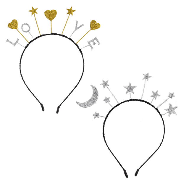 Diadema con purpurina Linda luna, estrella, corazón, diadema, tiara, fiesta de cumpleaños, corona, tiara, tiara Adepaton CPB-DE-LYY1011-1
