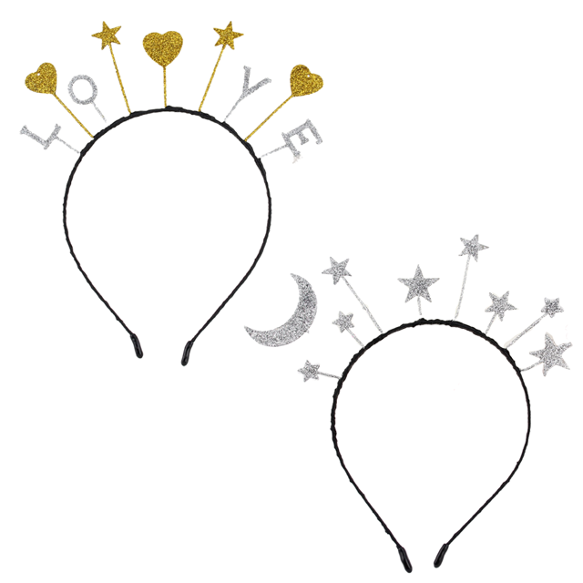 Diadema con purpurina Linda luna, estrella, corazón, diadema, tiara, fiesta de cumpleaños, corona, tiara, tiara Ormromra CPB-DE-LYY1011-1
