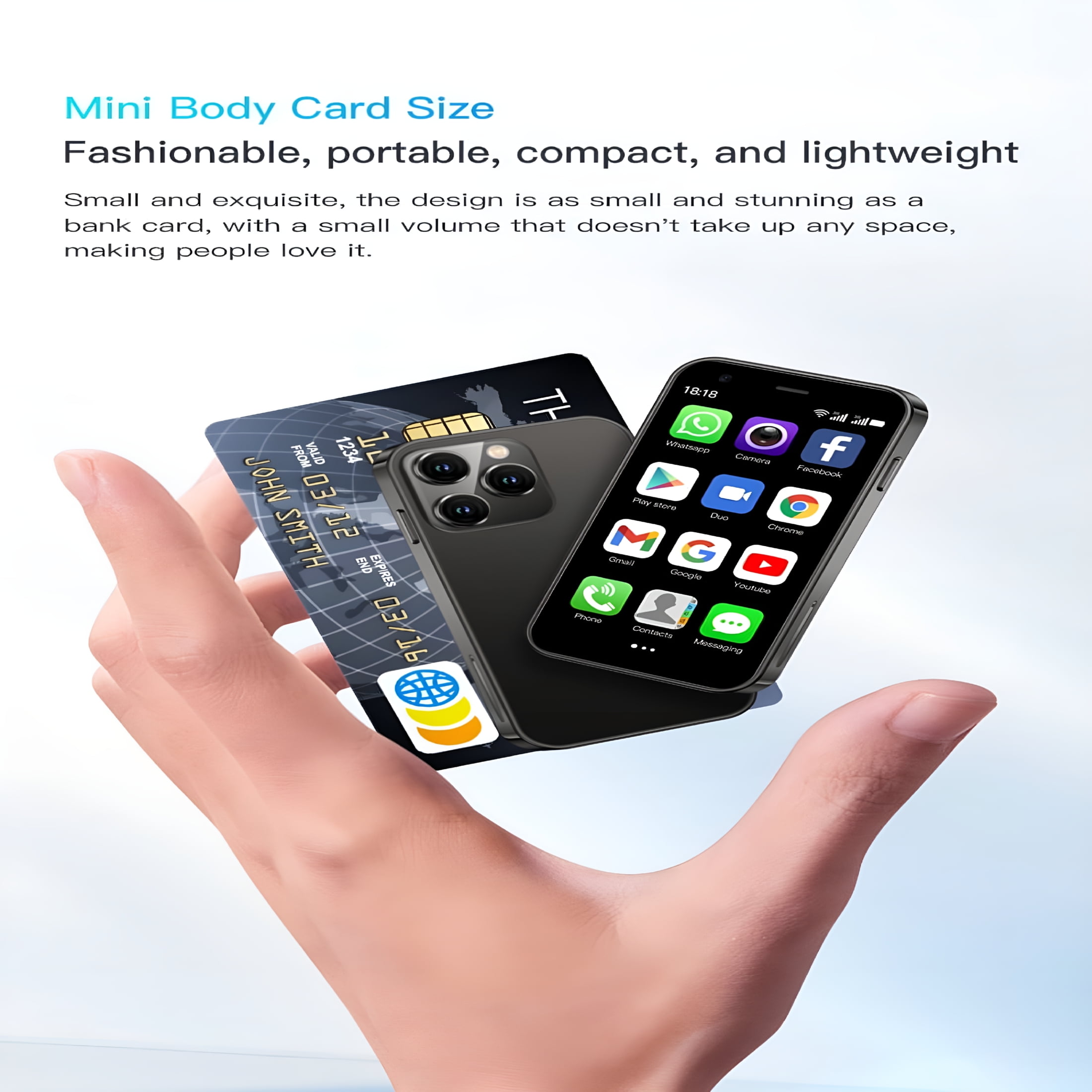 GJX 2026 New Mini Phone for Kids-3" Android 8.1 with Parental Controls,Face Id,Dual Sim,Includes Case -Tiny Phone Small Unlocked Cell Phone-Perfect Gift (Black)